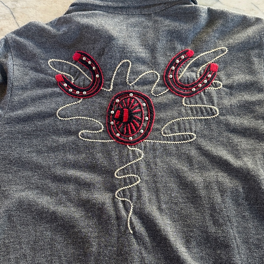 Gray Double D Ranch Western Embroidered Shirt - Picture 6 of 9